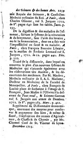 Mémoires pour l'histoire des sciences & des beaux-arts recüeillies par l'ordre de Son Altesse Serenissime Monseigneur Prince souverain de Dombes