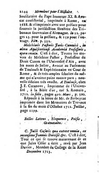 Mémoires pour l'histoire des sciences & des beaux-arts recüeillies par l'ordre de Son Altesse Serenissime Monseigneur Prince souverain de Dombes