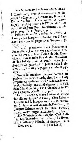 Mémoires pour l'histoire des sciences & des beaux-arts recüeillies par l'ordre de Son Altesse Serenissime Monseigneur Prince souverain de Dombes