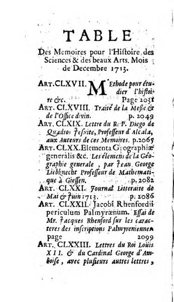 Mémoires pour l'histoire des sciences & des beaux-arts recüeillies par l'ordre de Son Altesse Serenissime Monseigneur Prince souverain de Dombes