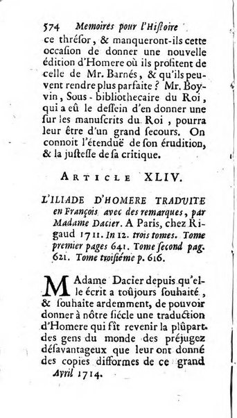 Mémoires pour l'histoire des sciences & des beaux-arts recüeillies par l'ordre de Son Altesse Serenissime Monseigneur Prince souverain de Dombes