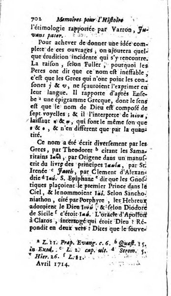 Mémoires pour l'histoire des sciences & des beaux-arts recüeillies par l'ordre de Son Altesse Serenissime Monseigneur Prince souverain de Dombes