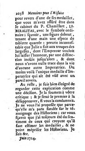 Mémoires pour l'histoire des sciences & des beaux-arts recüeillies par l'ordre de Son Altesse Serenissime Monseigneur Prince souverain de Dombes