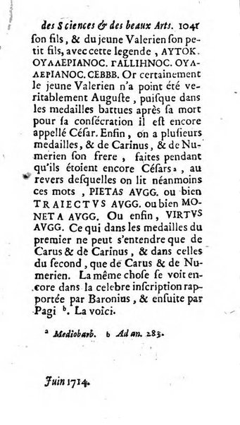 Mémoires pour l'histoire des sciences & des beaux-arts recüeillies par l'ordre de Son Altesse Serenissime Monseigneur Prince souverain de Dombes