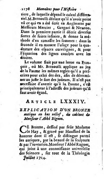 Mémoires pour l'histoire des sciences & des beaux-arts recüeillies par l'ordre de Son Altesse Serenissime Monseigneur Prince souverain de Dombes