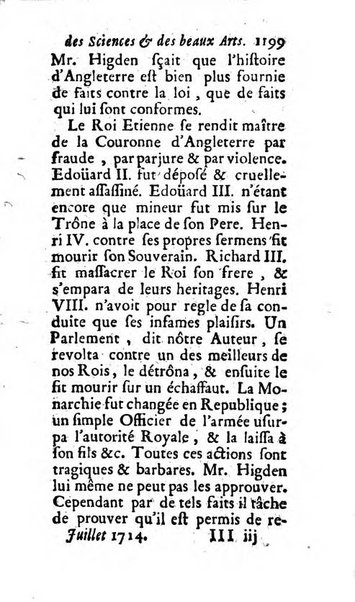 Mémoires pour l'histoire des sciences & des beaux-arts recüeillies par l'ordre de Son Altesse Serenissime Monseigneur Prince souverain de Dombes