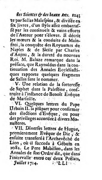 Mémoires pour l'histoire des sciences & des beaux-arts recüeillies par l'ordre de Son Altesse Serenissime Monseigneur Prince souverain de Dombes