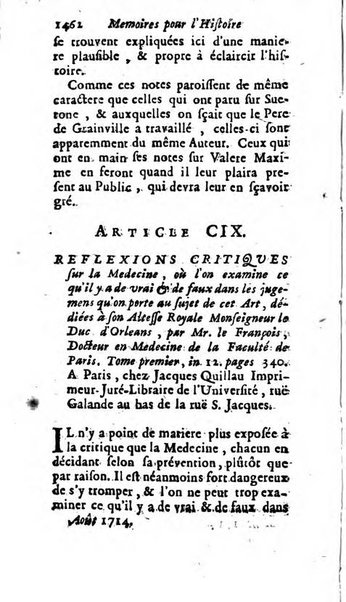 Mémoires pour l'histoire des sciences & des beaux-arts recüeillies par l'ordre de Son Altesse Serenissime Monseigneur Prince souverain de Dombes