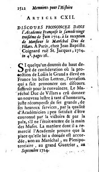 Mémoires pour l'histoire des sciences & des beaux-arts recüeillies par l'ordre de Son Altesse Serenissime Monseigneur Prince souverain de Dombes