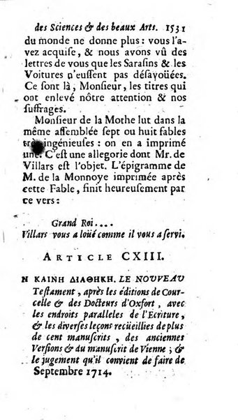 Mémoires pour l'histoire des sciences & des beaux-arts recüeillies par l'ordre de Son Altesse Serenissime Monseigneur Prince souverain de Dombes