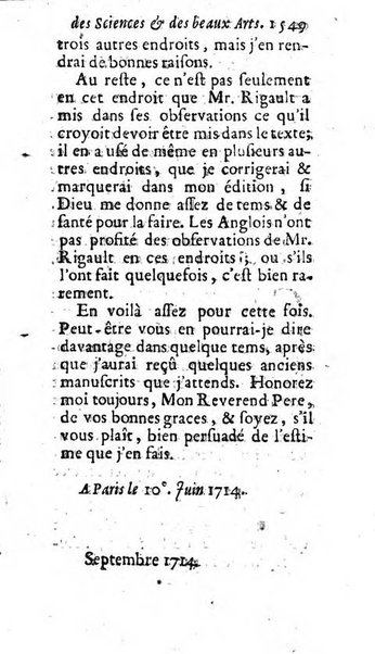 Mémoires pour l'histoire des sciences & des beaux-arts recüeillies par l'ordre de Son Altesse Serenissime Monseigneur Prince souverain de Dombes