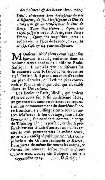 Mémoires pour l'histoire des sciences & des beaux-arts recüeillies par l'ordre de Son Altesse Serenissime Monseigneur Prince souverain de Dombes