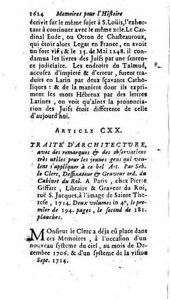 Mémoires pour l'histoire des sciences & des beaux-arts recüeillies par l'ordre de Son Altesse Serenissime Monseigneur Prince souverain de Dombes