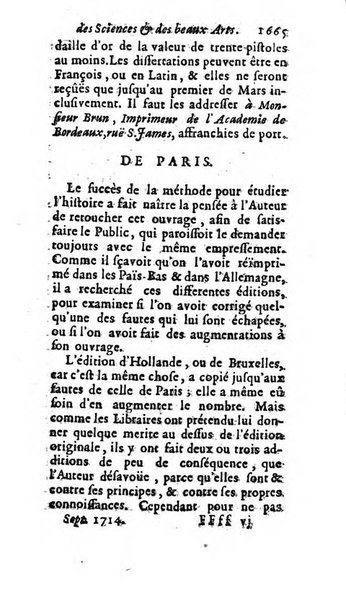 Mémoires pour l'histoire des sciences & des beaux-arts recüeillies par l'ordre de Son Altesse Serenissime Monseigneur Prince souverain de Dombes