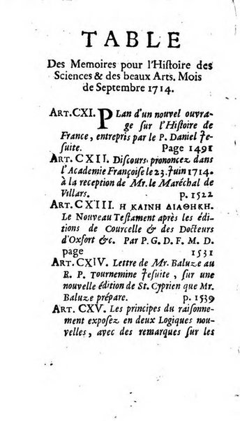 Mémoires pour l'histoire des sciences & des beaux-arts recüeillies par l'ordre de Son Altesse Serenissime Monseigneur Prince souverain de Dombes