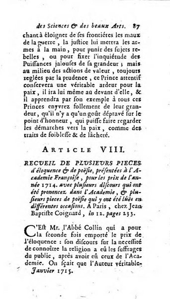 Mémoires pour l'histoire des sciences & des beaux-arts recüeillies par l'ordre de Son Altesse Serenissime Monseigneur Prince souverain de Dombes