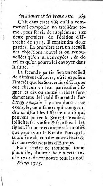 Mémoires pour l'histoire des sciences & des beaux-arts recüeillies par l'ordre de Son Altesse Serenissime Monseigneur Prince souverain de Dombes