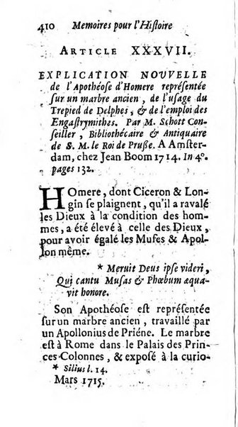 Mémoires pour l'histoire des sciences & des beaux-arts recüeillies par l'ordre de Son Altesse Serenissime Monseigneur Prince souverain de Dombes