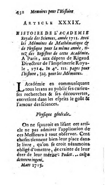 Mémoires pour l'histoire des sciences & des beaux-arts recüeillies par l'ordre de Son Altesse Serenissime Monseigneur Prince souverain de Dombes