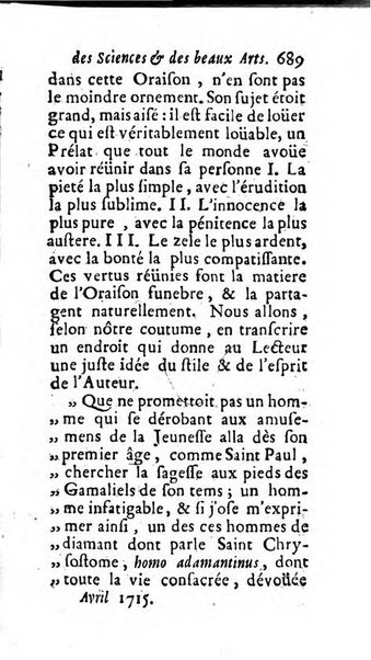 Mémoires pour l'histoire des sciences & des beaux-arts recüeillies par l'ordre de Son Altesse Serenissime Monseigneur Prince souverain de Dombes