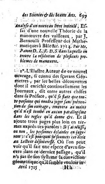 Mémoires pour l'histoire des sciences & des beaux-arts recüeillies par l'ordre de Son Altesse Serenissime Monseigneur Prince souverain de Dombes