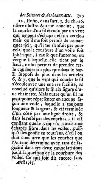 Mémoires pour l'histoire des sciences & des beaux-arts recüeillies par l'ordre de Son Altesse Serenissime Monseigneur Prince souverain de Dombes