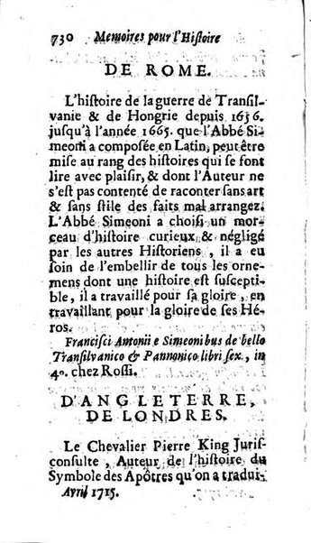 Mémoires pour l'histoire des sciences & des beaux-arts recüeillies par l'ordre de Son Altesse Serenissime Monseigneur Prince souverain de Dombes