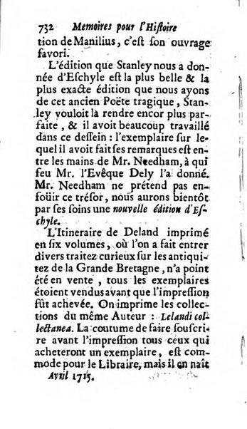 Mémoires pour l'histoire des sciences & des beaux-arts recüeillies par l'ordre de Son Altesse Serenissime Monseigneur Prince souverain de Dombes