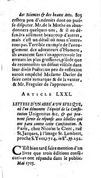 Mémoires pour l'histoire des sciences & des beaux-arts recüeillies par l'ordre de Son Altesse Serenissime Monseigneur Prince souverain de Dombes