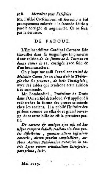 Mémoires pour l'histoire des sciences & des beaux-arts recüeillies par l'ordre de Son Altesse Serenissime Monseigneur Prince souverain de Dombes