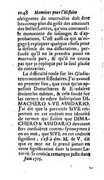 Mémoires pour l'histoire des sciences & des beaux-arts recüeillies par l'ordre de Son Altesse Serenissime Monseigneur Prince souverain de Dombes