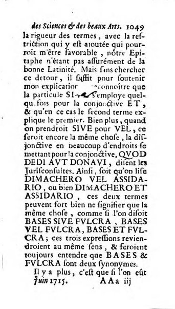 Mémoires pour l'histoire des sciences & des beaux-arts recüeillies par l'ordre de Son Altesse Serenissime Monseigneur Prince souverain de Dombes