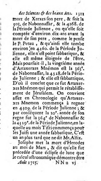 Mémoires pour l'histoire des sciences & des beaux-arts recüeillies par l'ordre de Son Altesse Serenissime Monseigneur Prince souverain de Dombes