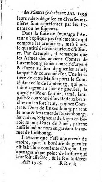 Mémoires pour l'histoire des sciences & des beaux-arts recüeillies par l'ordre de Son Altesse Serenissime Monseigneur Prince souverain de Dombes