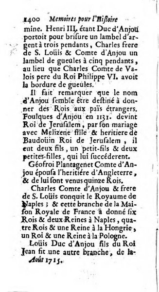 Mémoires pour l'histoire des sciences & des beaux-arts recüeillies par l'ordre de Son Altesse Serenissime Monseigneur Prince souverain de Dombes