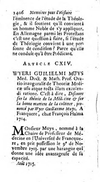 Mémoires pour l'histoire des sciences & des beaux-arts recüeillies par l'ordre de Son Altesse Serenissime Monseigneur Prince souverain de Dombes