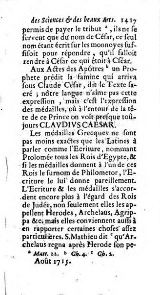 Mémoires pour l'histoire des sciences & des beaux-arts recüeillies par l'ordre de Son Altesse Serenissime Monseigneur Prince souverain de Dombes