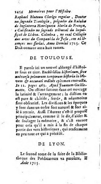 Mémoires pour l'histoire des sciences & des beaux-arts recüeillies par l'ordre de Son Altesse Serenissime Monseigneur Prince souverain de Dombes