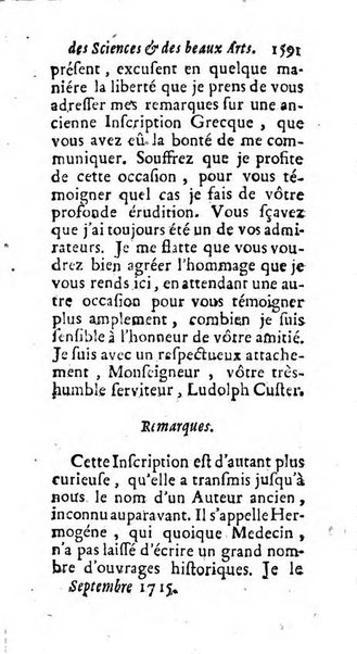 Mémoires pour l'histoire des sciences & des beaux-arts recüeillies par l'ordre de Son Altesse Serenissime Monseigneur Prince souverain de Dombes