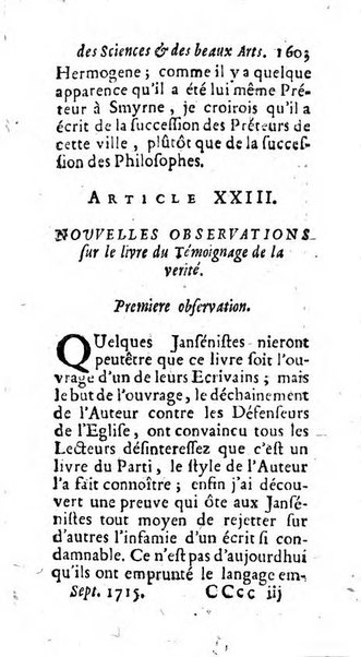 Mémoires pour l'histoire des sciences & des beaux-arts recüeillies par l'ordre de Son Altesse Serenissime Monseigneur Prince souverain de Dombes