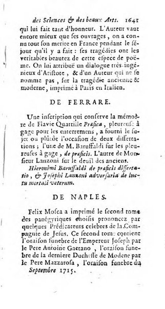 Mémoires pour l'histoire des sciences & des beaux-arts recüeillies par l'ordre de Son Altesse Serenissime Monseigneur Prince souverain de Dombes