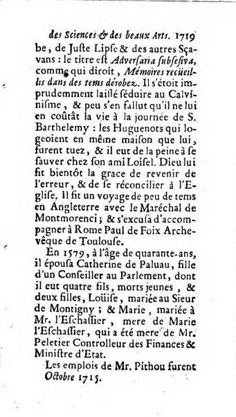 Mémoires pour l'histoire des sciences & des beaux-arts recüeillies par l'ordre de Son Altesse Serenissime Monseigneur Prince souverain de Dombes