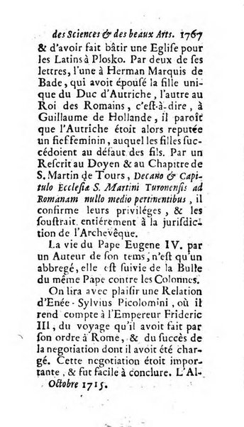 Mémoires pour l'histoire des sciences & des beaux-arts recüeillies par l'ordre de Son Altesse Serenissime Monseigneur Prince souverain de Dombes