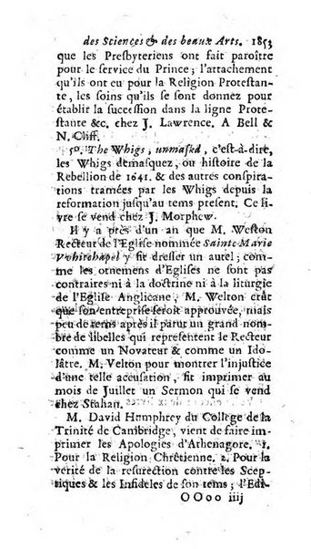 Mémoires pour l'histoire des sciences & des beaux-arts recüeillies par l'ordre de Son Altesse Serenissime Monseigneur Prince souverain de Dombes