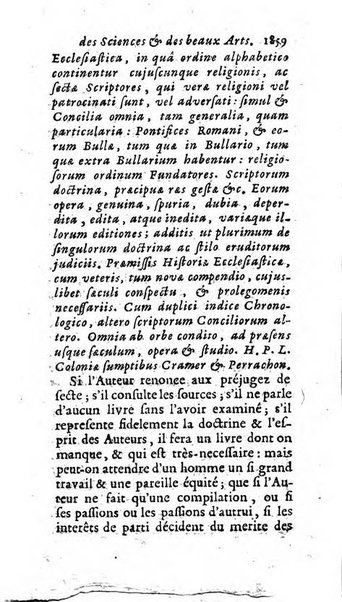 Mémoires pour l'histoire des sciences & des beaux-arts recüeillies par l'ordre de Son Altesse Serenissime Monseigneur Prince souverain de Dombes