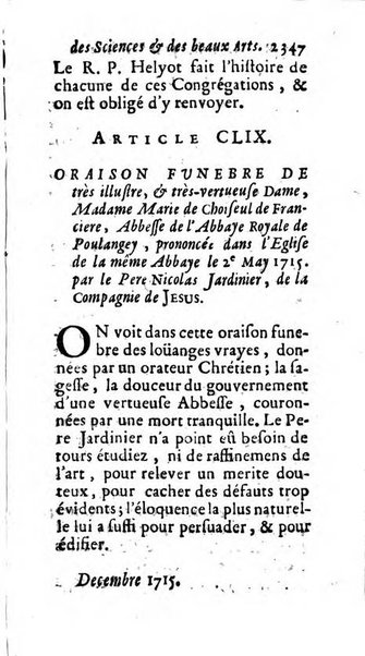 Mémoires pour l'histoire des sciences & des beaux-arts recüeillies par l'ordre de Son Altesse Serenissime Monseigneur Prince souverain de Dombes