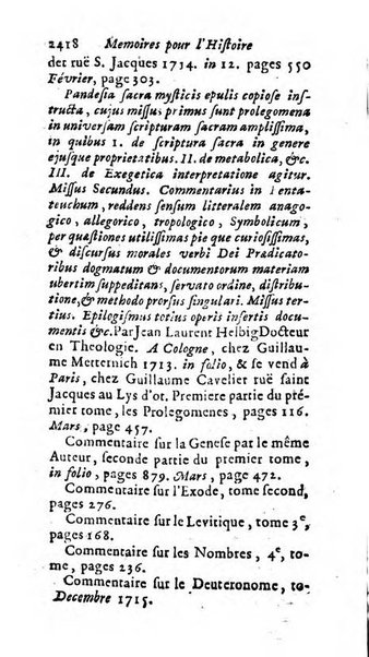 Mémoires pour l'histoire des sciences & des beaux-arts recüeillies par l'ordre de Son Altesse Serenissime Monseigneur Prince souverain de Dombes