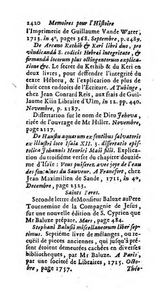 Mémoires pour l'histoire des sciences & des beaux-arts recüeillies par l'ordre de Son Altesse Serenissime Monseigneur Prince souverain de Dombes