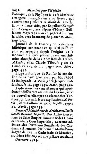 Mémoires pour l'histoire des sciences & des beaux-arts recüeillies par l'ordre de Son Altesse Serenissime Monseigneur Prince souverain de Dombes