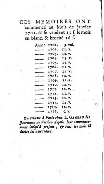 Mémoires pour l'histoire des sciences & des beaux-arts recüeillies par l'ordre de Son Altesse Serenissime Monseigneur Prince souverain de Dombes